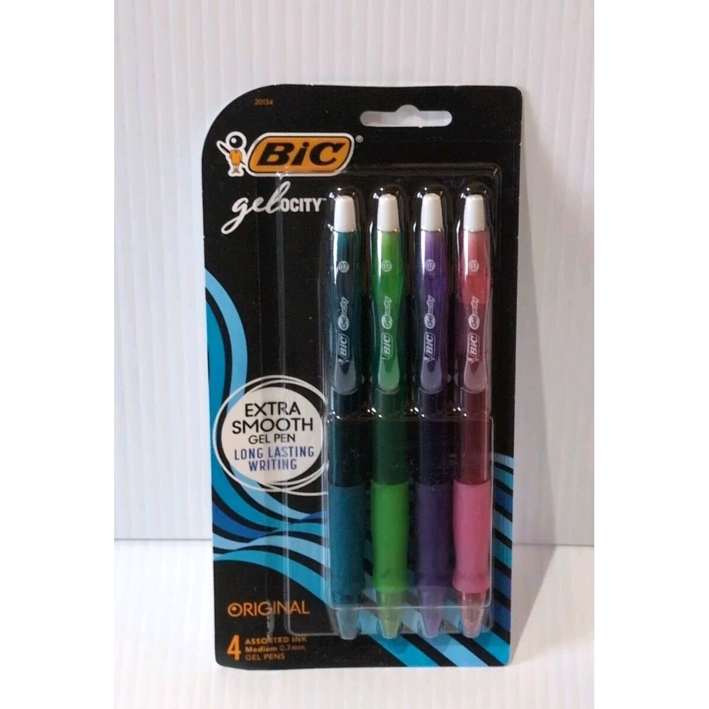 BIC Gelocity Quick Dry Assorted Colors Gel Pens, Medium Point (0.7mm), 4-Count P